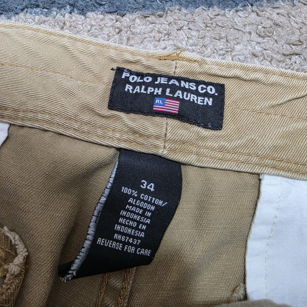 Vintage Polo Jeans Company Ralph Lauren Cargo Shorts Mens 34 Khaki Y2K Utility - Picture 6 of 11